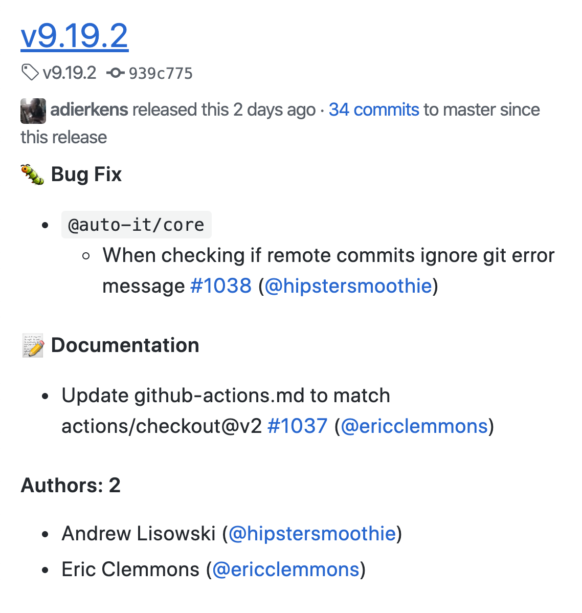 Changelog example