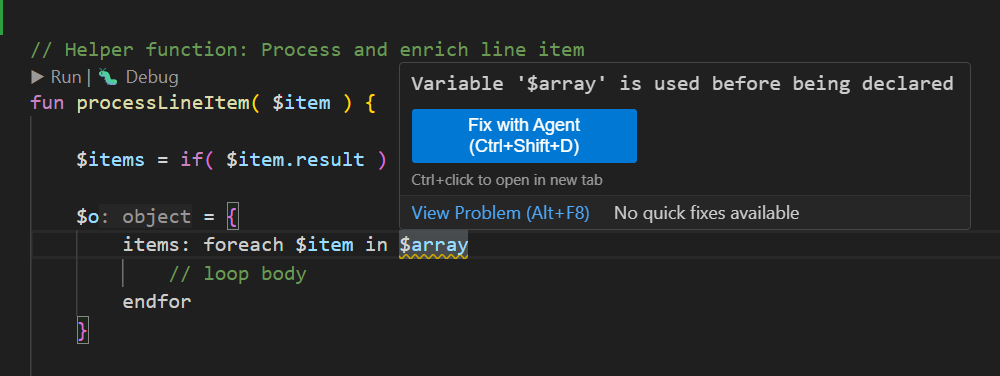 ISL warnings and errors in the editor and Problems panel